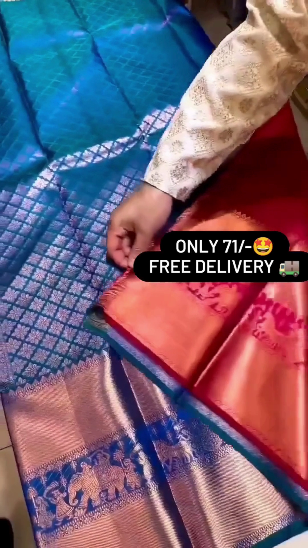 Beautiful Sky Blue Silk Saree