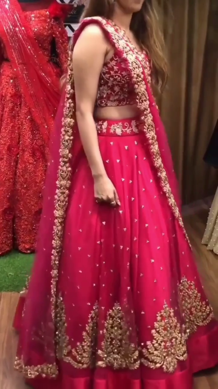 Pink Lehenga Choli in Net with Zari and Embroidery Work