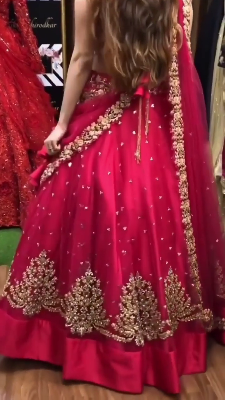 Pink Lehenga Choli in Net with Zari and Embroidery Work