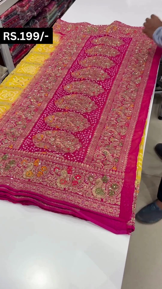 Yellow Rani Gharchola Saree