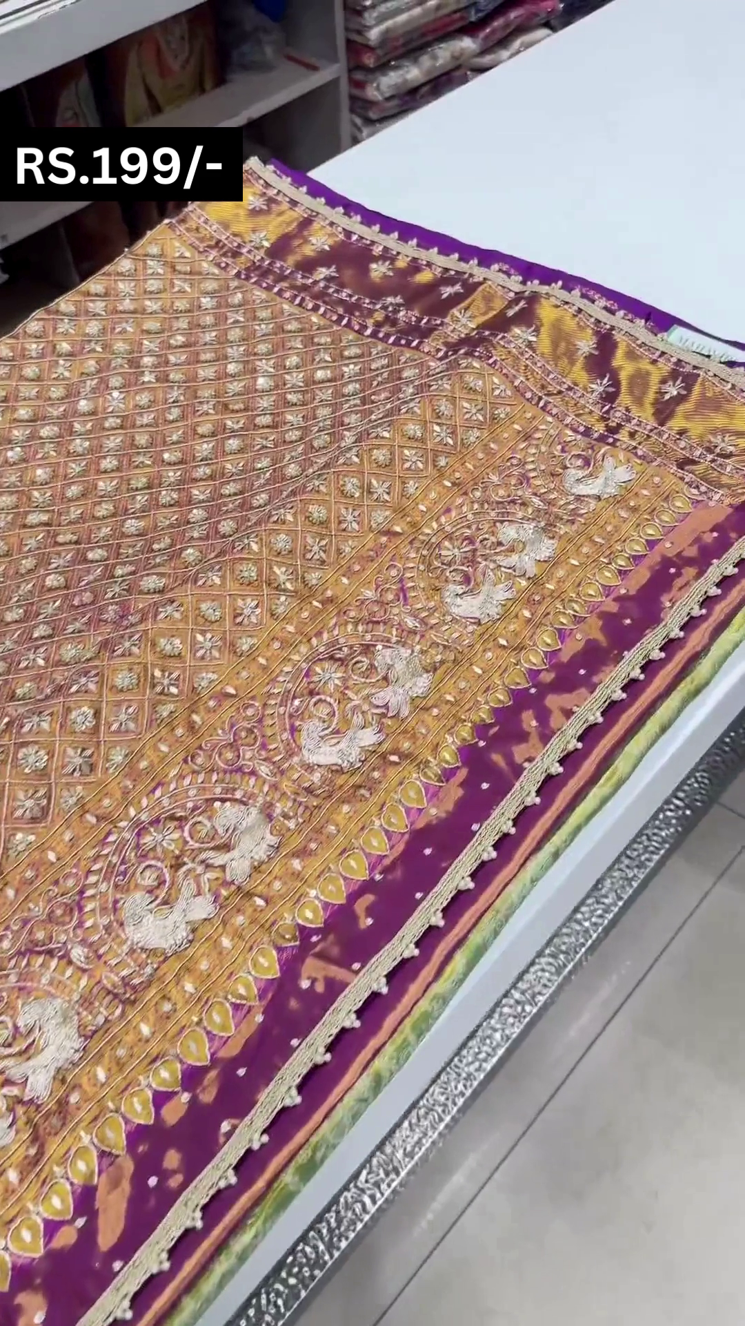 Purple Semi Stitched Pure Crepe Bridal Saree