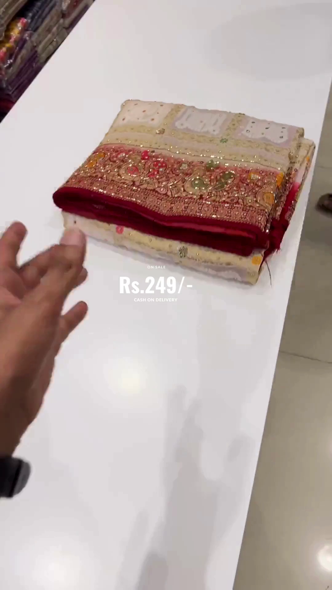 Beige Red Gharchola Hand Embroidery Saree