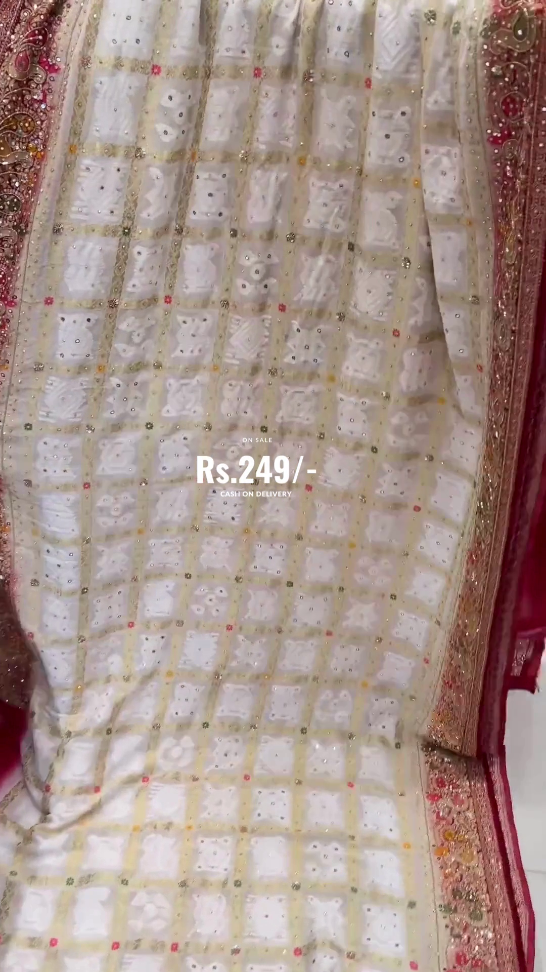 Beige Red Gharchola Hand Embroidery Saree