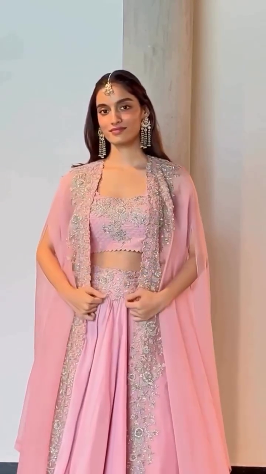 Elegant Designer Embroidered Lehenga Choli Set Featuring Intricately Handworked Blouse with Matching Flowing Skirt and Dupatta, Ideal for Festive Occasions, Weddings, and Traditional Celebrations