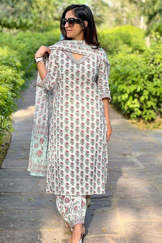 Women Printed Pure Cotton Kaftan Kurta